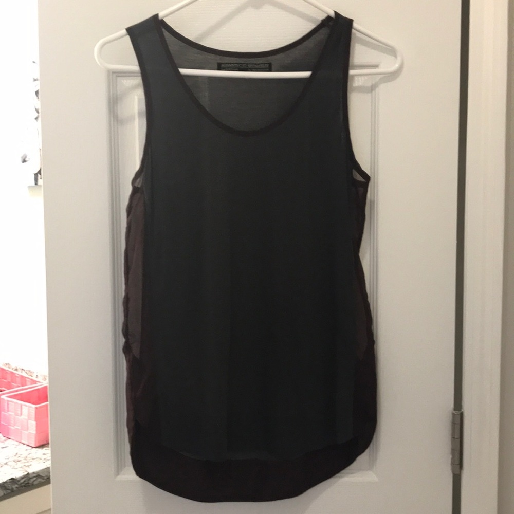 All Saints grey/ black and maroon top